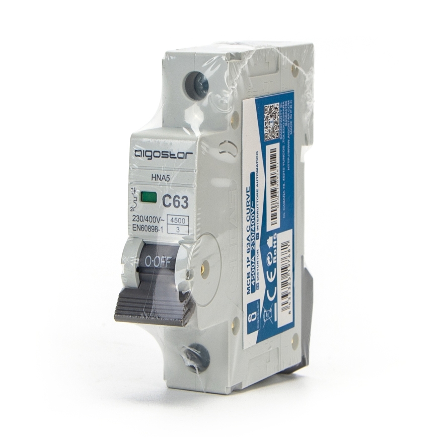 Aigostar - Eenpolige installatieautomaat 1P 63A (type C) 230-400V
