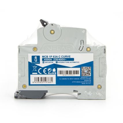Aigostar - Eenpolige installatieautomaat 1P 63A (type C) 230-400V