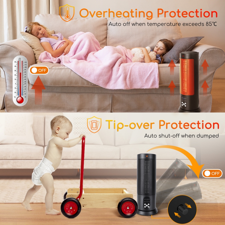 Aigostar - Elektrische kachel 1500 W/230 V met afstandsbediening