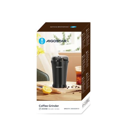 Aigostar - Elektrische koffiebonenmolen 60g 200W/230V zwart