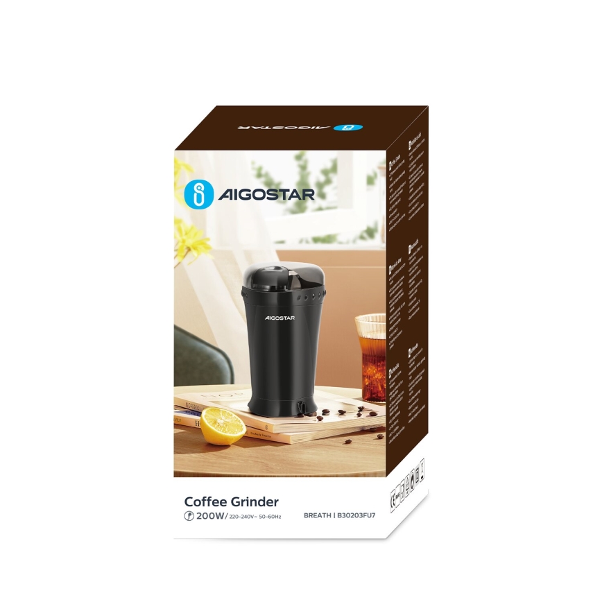 Aigostar - Elektrische koffiebonenmolen 60g 200W/230V zwart