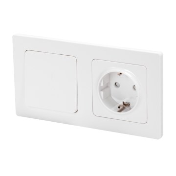 Aigostar - Enkele schakelaar č. 1 en SCHUKO-stopcontact 250V met wit afdekraam