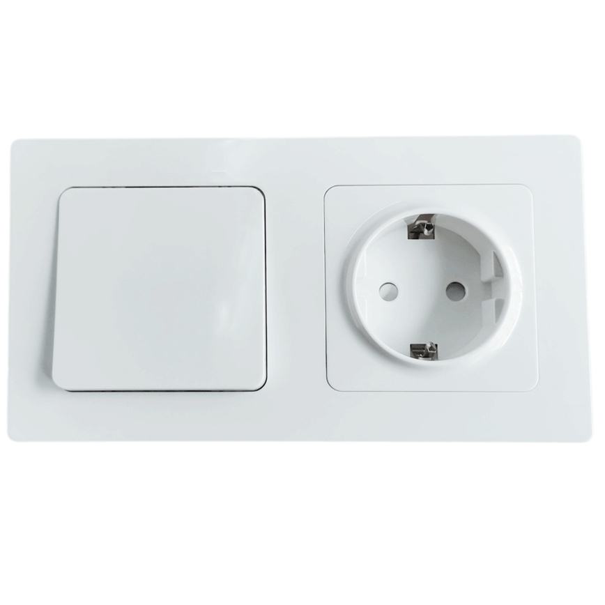 Aigostar - Enkele schakelaar č. 1 en SCHUKO-stopcontact 250V met wit afdekraam