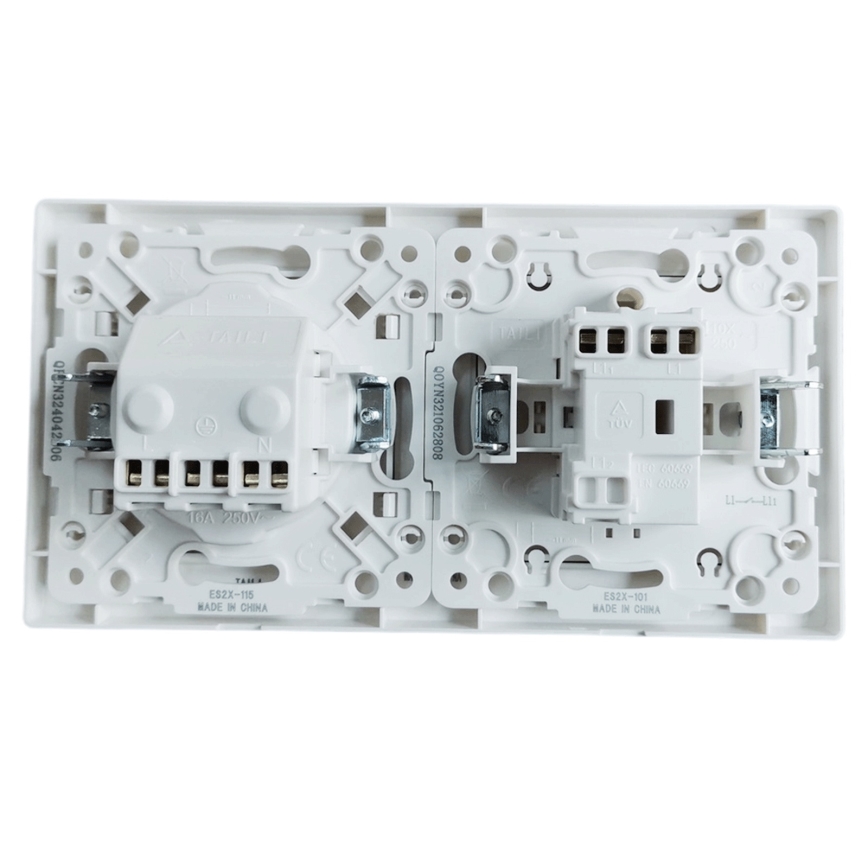 Aigostar - Enkele schakelaar č. 1 en SCHUKO-stopcontact 250V met wit afdekraam