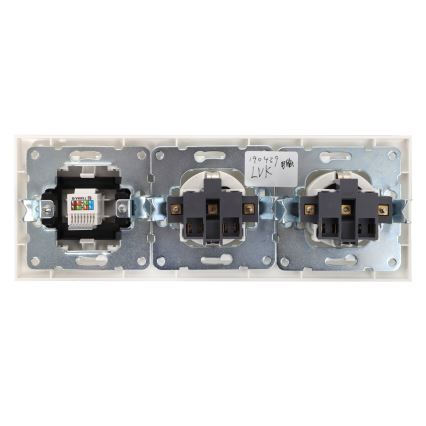 Aigostar - Ethernet-aansluiting en 2x SCHUKO-stopcontact met afdekraam wit
