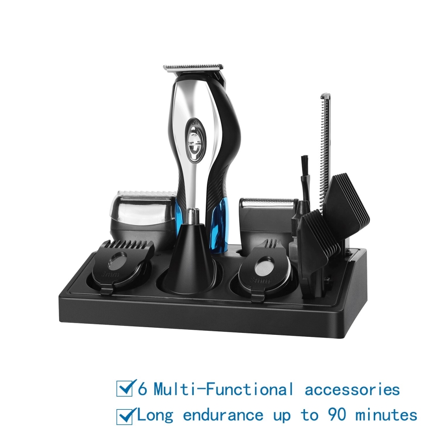 Aigostar - Haar trimmer met accessoires 6in1 5W/5V zwart