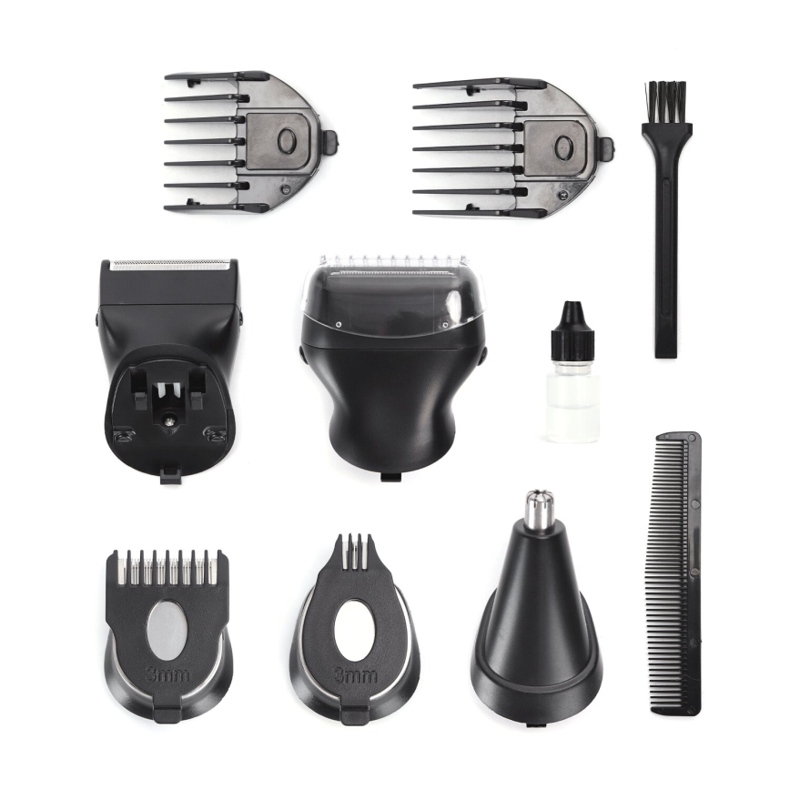 Aigostar - Haar trimmer met accessoires 6in1 5W/5V zwart