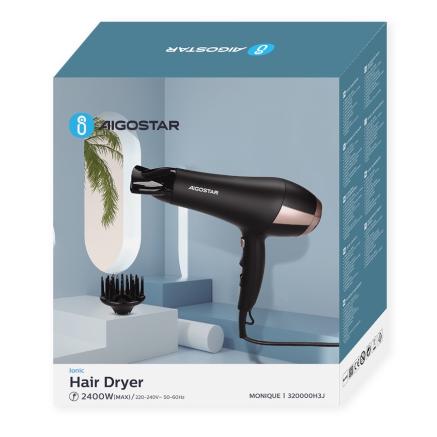 Aigostar - Haardroger 2400W/230V zwart