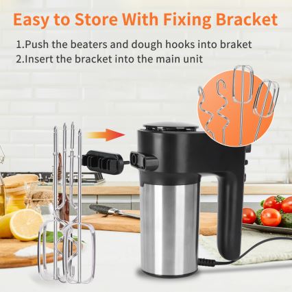 Aigostar - Handmixer 300W/230V zwart/mat chroom