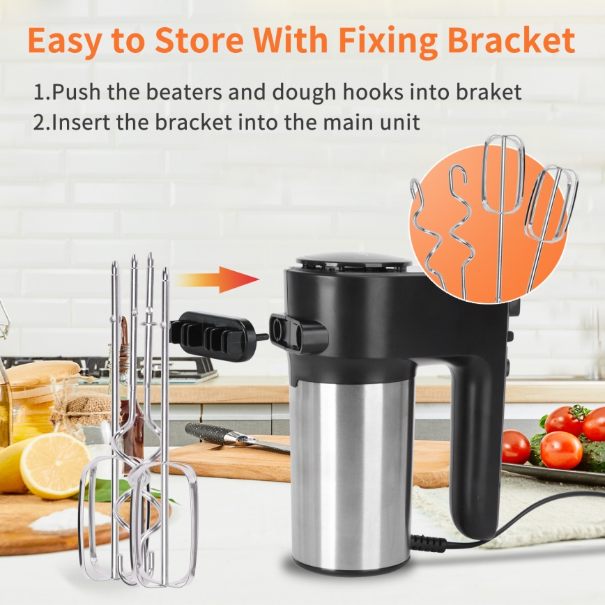 Aigostar - Handmixer 300W/230V zwart/mat chroom