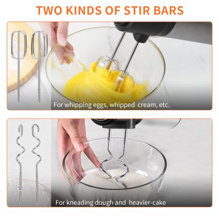Aigostar - Handmixer 300W/230V zwart/mat chroom