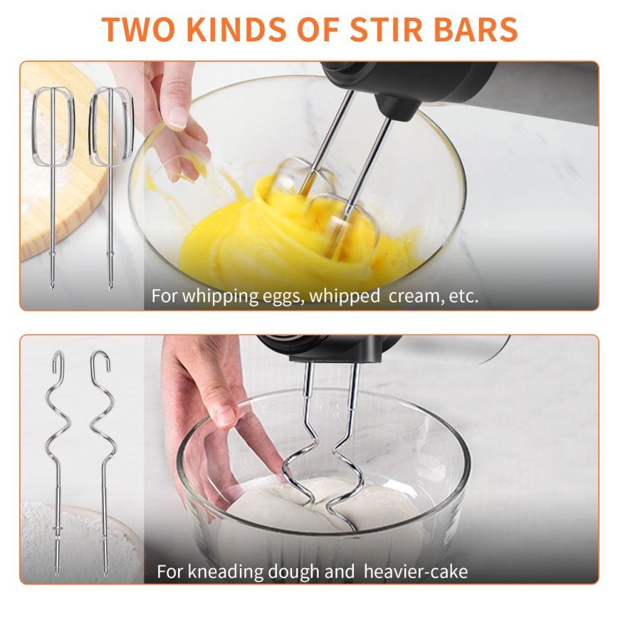 Aigostar - Handmixer 300W/230V zwart/mat chroom