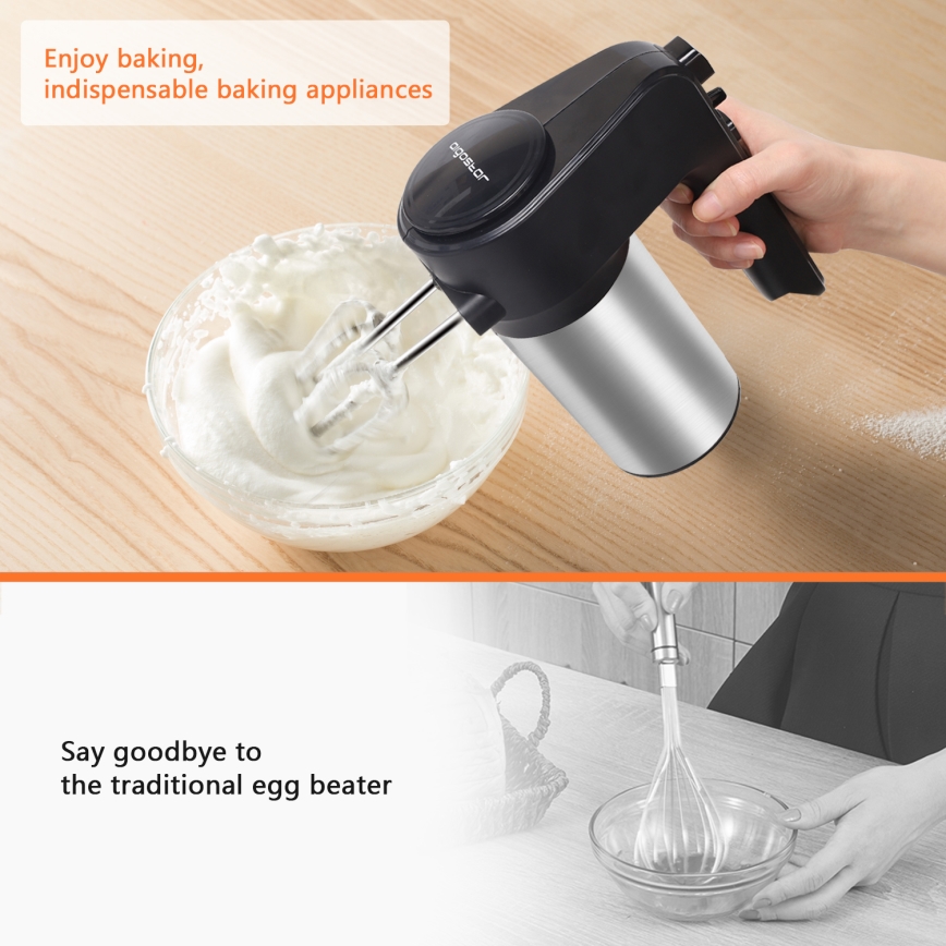 Aigostar - Handmixer 300W/230V zwart/mat chroom