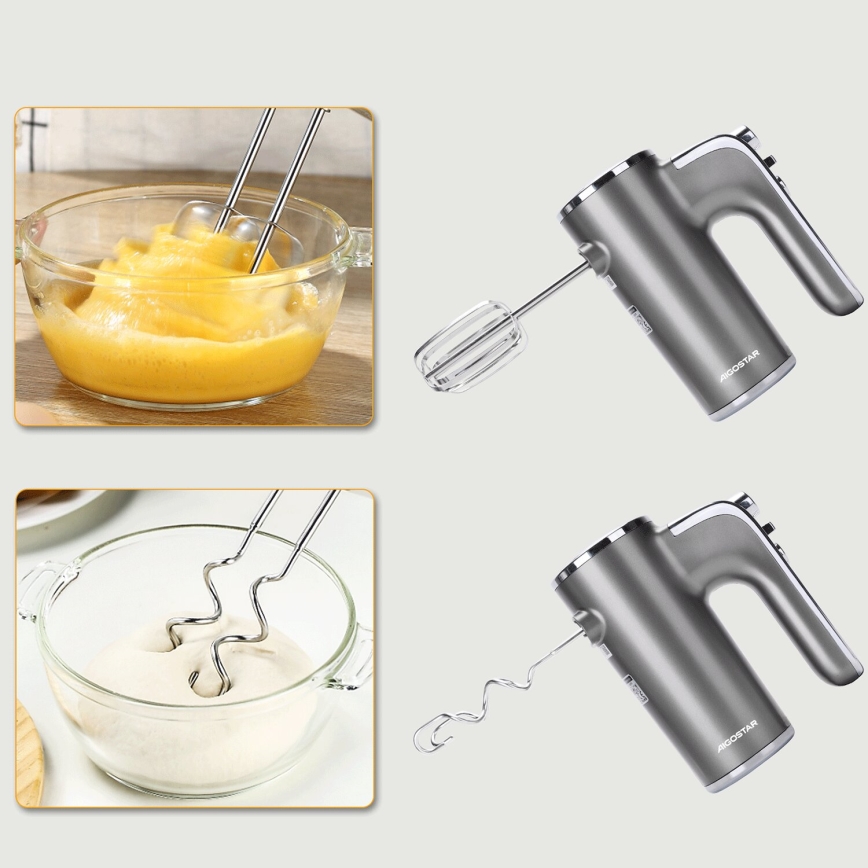 Aigostar - Handmixer 400W/230V grijs/mat chroom