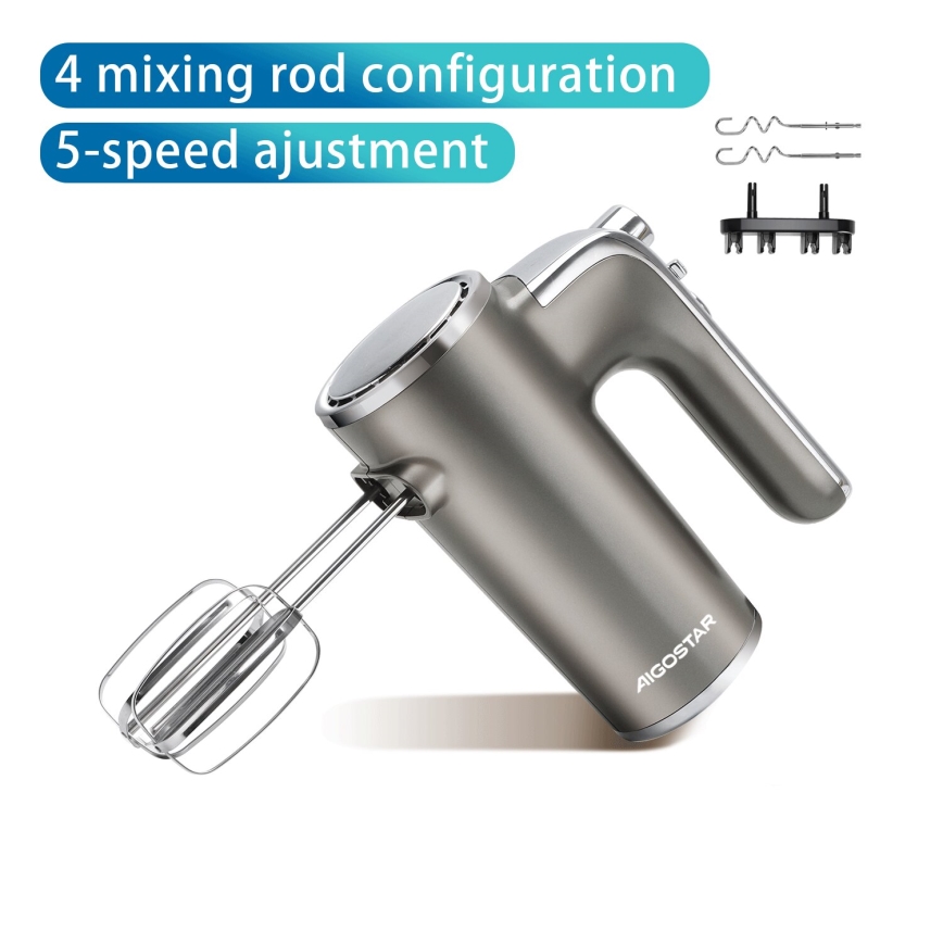 Aigostar - Handmixer 400W/230V grijs/mat chroom