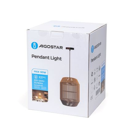 Aigostar - Hanglamp aan een koord 1xE27/60W/230V beige