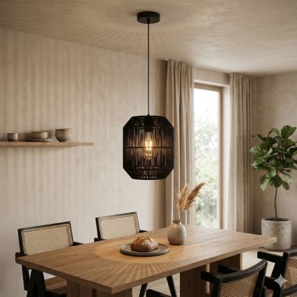 Aigostar - Hanglamp met snoer 1xE27/60W/230V zwart Ø 23 cm