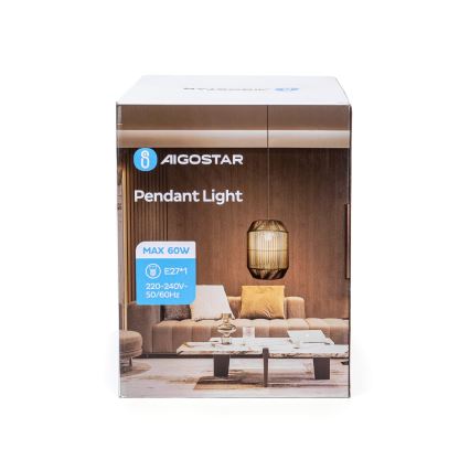 Aigostar - Hanglamp met snoer 1xE27/60W/230V zwart Ø 23 cm
