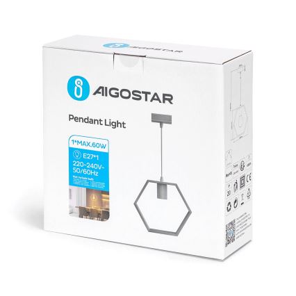 Aigostar - Houten hanglamp aan snoer 1xE27/60W/230V dennenhout