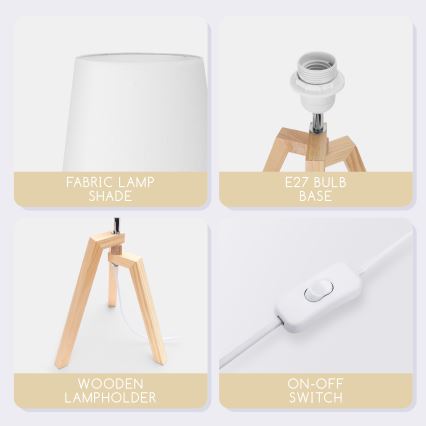 Aigostar - Houten tafellamp 1xE27/60W/230V grenen