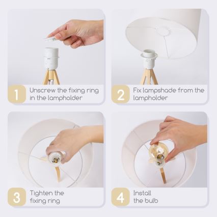 Aigostar - Houten tafellamp 1xE27/60W/230V grenen