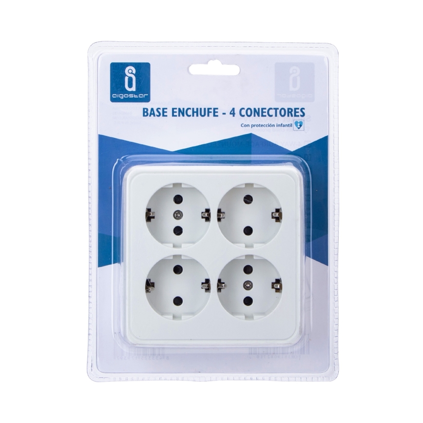 Aigostar - Huishoudelijke 4-voudige SCHUKO-wandcontactdoos 250/16A