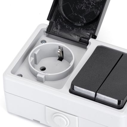 Aigostar - Huishoudelijke wisselstroomschakelaar met wandcontactdoos 250V/16A IP54