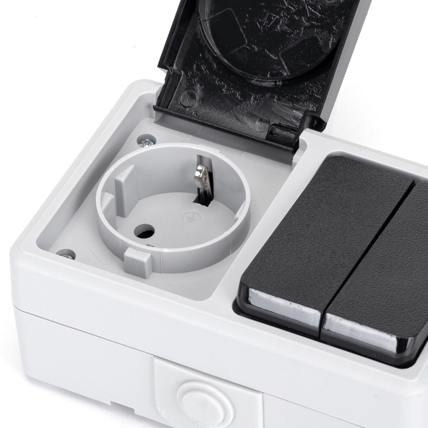 Aigostar - Huishoudelijke wisselstroomschakelaar met wandcontactdoos 250V/16A IP54