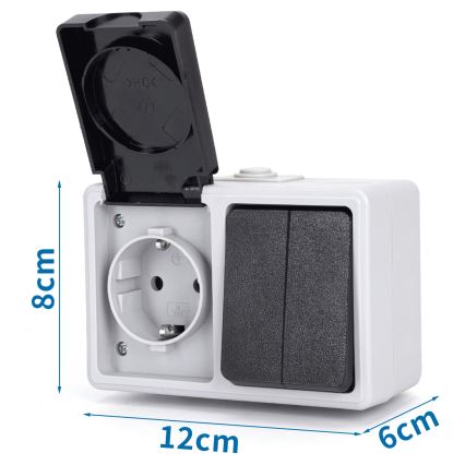 Aigostar - Huishoudelijke wisselstroomschakelaar met wandcontactdoos 250V/16A IP54