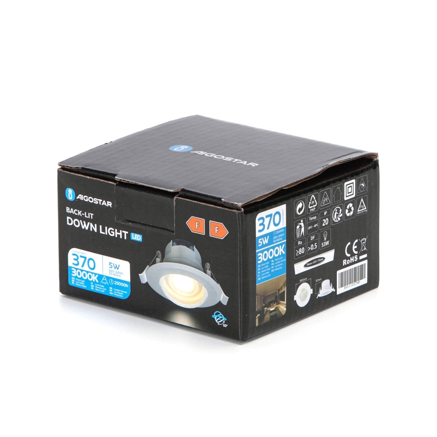 Aigostar - Inbouw LED Verlichting LED/5W/230V 3000K Ø 8,5 cm wit