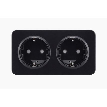 Aigostar - Inbouwstopcontact met afdekraam 2-voudig SCHUKO 250V/16A zwart