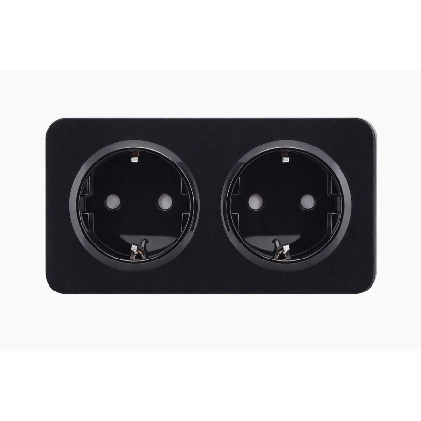Aigostar - Inbouwstopcontact met afdekraam 2-voudig SCHUKO 250V/16A zwart