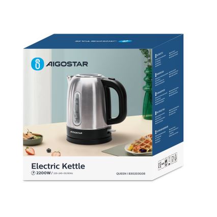 Aigostar - Ketel 1,7l 2200W/230V mat chroom