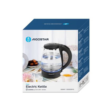 Aigostar - Ketel 1,7l 2200W/230V zwart