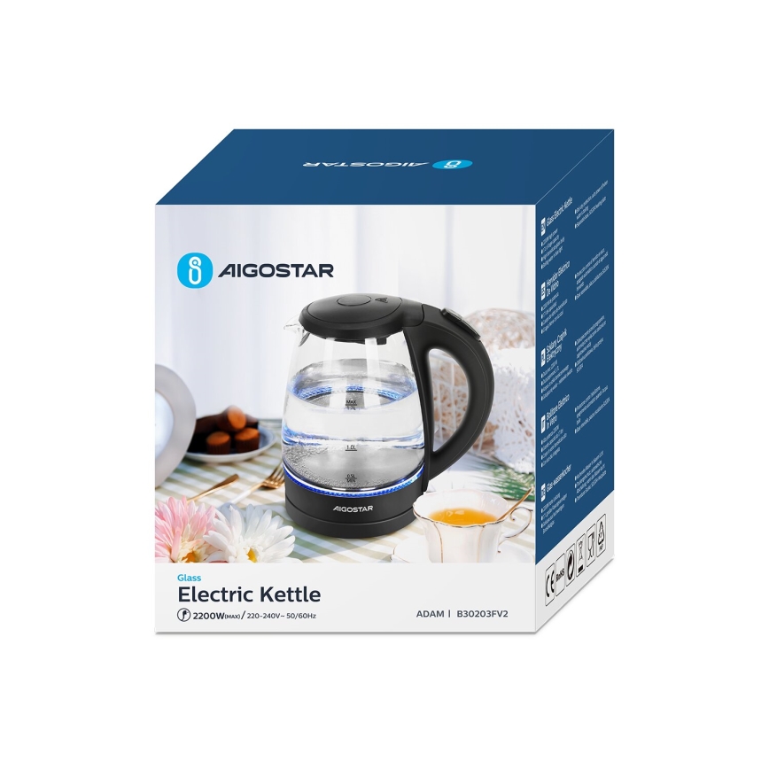 Aigostar - Ketel 1,7l 2200W/230V zwart
