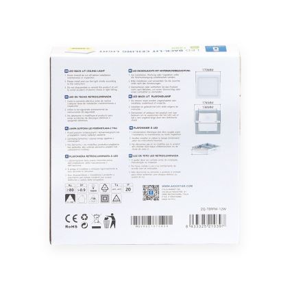 Aigostar - LED Aan plafond bevestigde lamp LED/12W/230V 17,3x17,3 cm 3000K wit