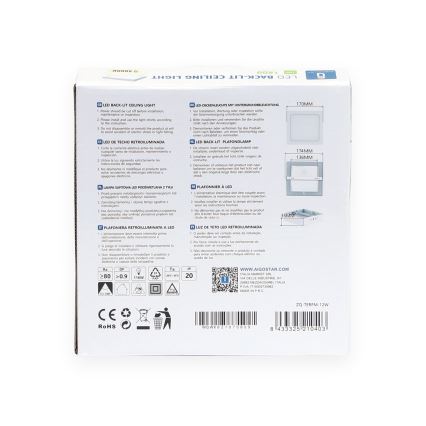Aigostar - LED Aan plafond bevestigde lamp LED/12W/230V 17,3x17,3 cm 4000K wit