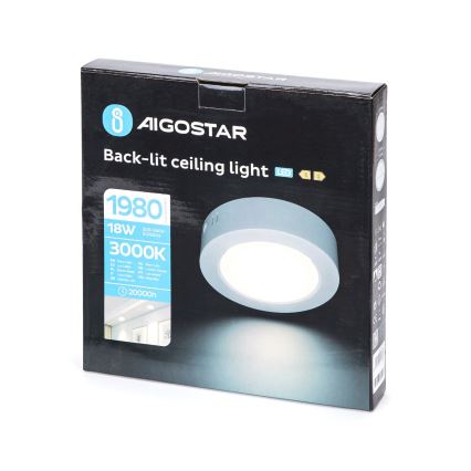 Aigostar - LED Aan plafond bevestigde lamp LED/18W/230V diameter 22,6 cm 3000K wit