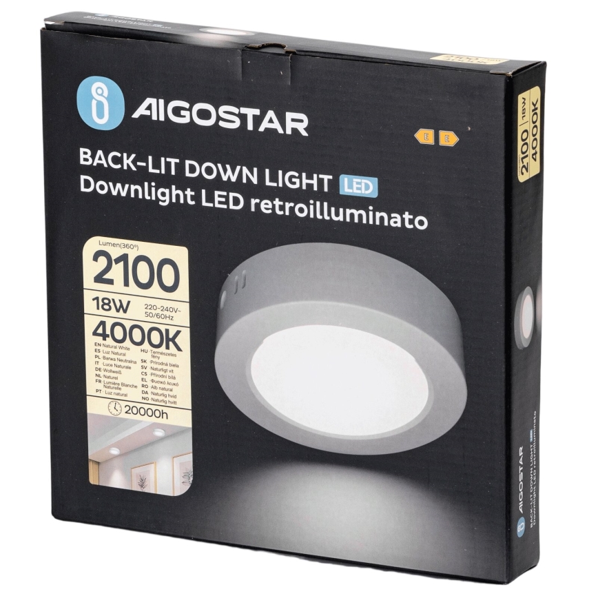 Aigostar - LED Aan plafond bevestigde lamp LED/18W/230V diameter 22,6 cm 4000K wit