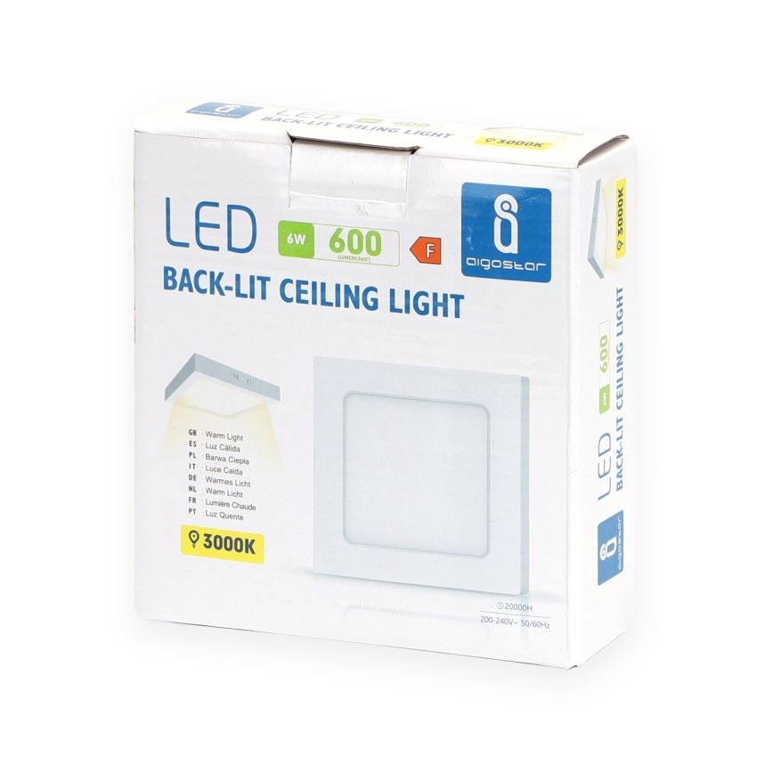 Aigostar - LED Aan plafond bevestigde lamp LED/6W/230V 12,2x12,2 cm 3000K wit