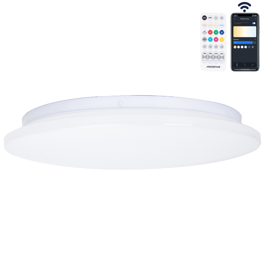 Aigostar - LED Dimbare badkamer plafondverlichting MESH Smart LED/18W/230V 3000-65000K IP44 + afstandsbediening
