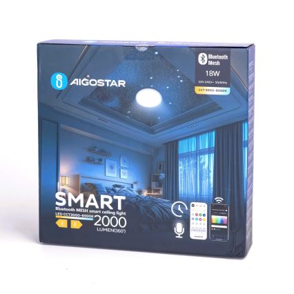 Aigostar - LED Dimbare badkamer plafondverlichting MESH Smart LED/18W/230V 3000-65000K IP44 + afstandsbediening