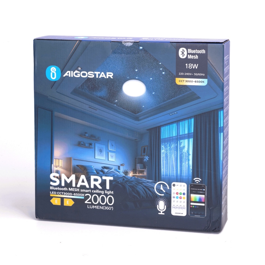 Aigostar - LED Dimbare badkamer plafondverlichting MESH Smart LED/18W/230V 3000-65000K IP44 + afstandsbediening