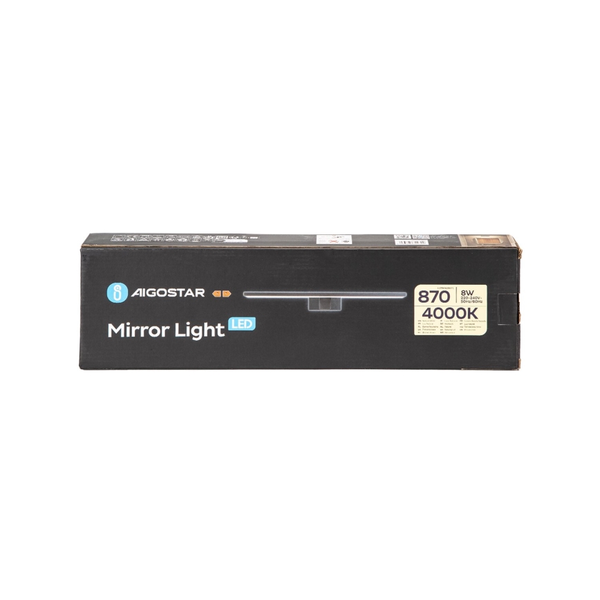 Aigostar - LED Badkamer spiegelverlichting LED/8W/230V 4000K 40 cm IP44 zwart