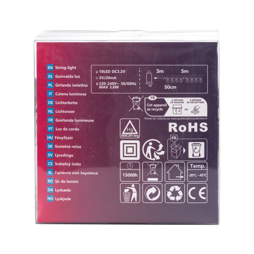 Aigostar - LED buiten decoratief lichtsnoer 10xLED/8m IP44 koud wit