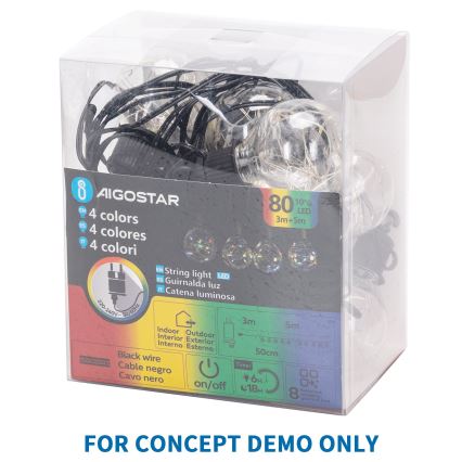 Aigostar - LED buiten decoratieve slinger 80xLED/8 functies 5m IP44 warm wit