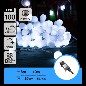 Aigostar - LED buiten decoratieve lichtslinger 100xLED/8 functies 10m IP44 koud wit