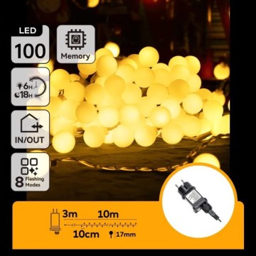 Aigostar - LED buiten decoratieve lichtsnoer 100 LED / 8 functies, 10 m, IP44, warm wit