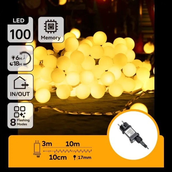 Aigostar - LED buiten decoratieve lichtsnoer 100xLED/8 functies 10m IP44 warm wit
