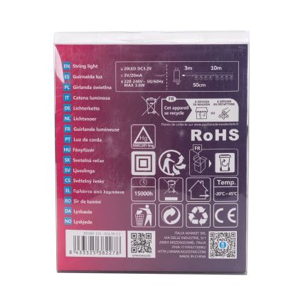 Aigostar - LED buiten decoratieve lichtsnoer 20xLED/13m IP44 koud wit